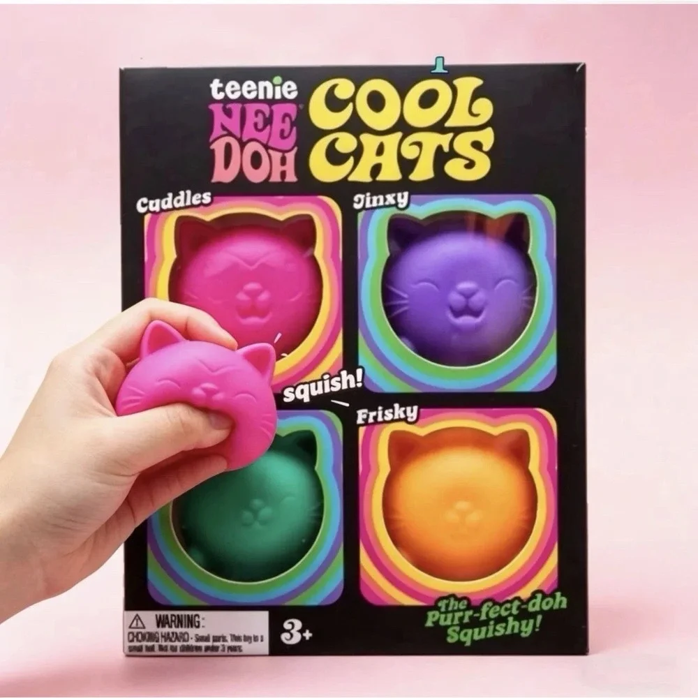 Schylling NeeDoh Teenie Cool Cats 4-Pack Kittens Stress Fidget Sensory Toy - New